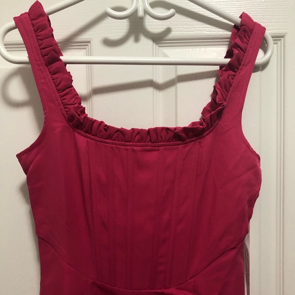 Missguided NWT Corset Detail Frill Edge Mini Dress hot pink - Picture 8 of 10
